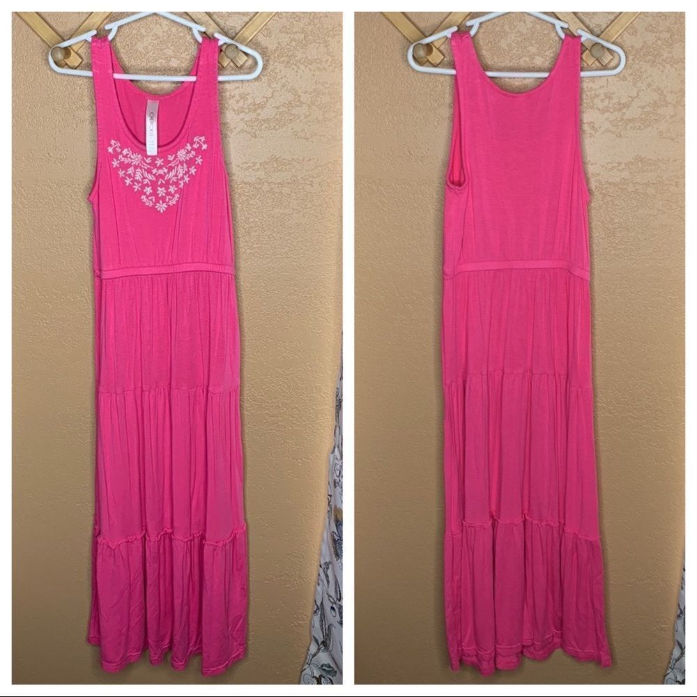 Cherokee Girls Pink Flower Embroidered Maxi Dress Size Small/6